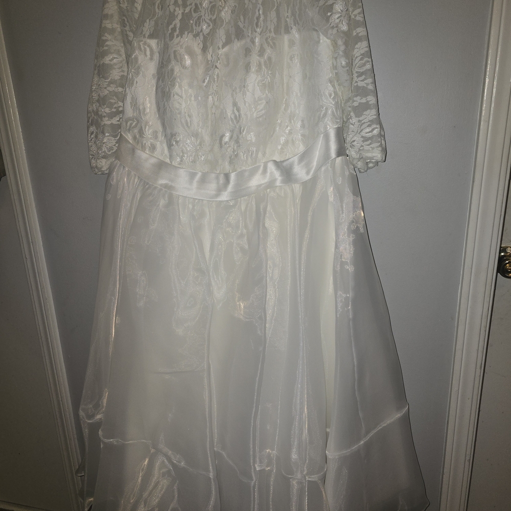 White Lace and Organza Girls' Dress - Elegant Party Dress